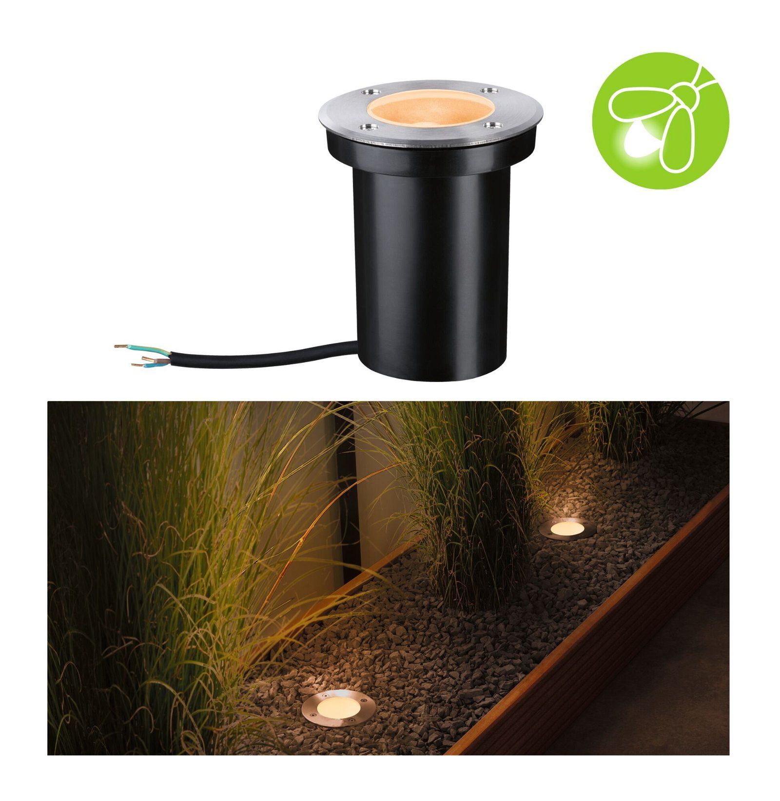 Paulmann LED Grondinbouwlamp Goudlicht Insectvriendelijk IP65 110mm 2200K 4,3W 320lm 230V Edelstaal