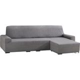 ECOMMERC3 Bankhoes voor chaise longue, kort hoekdeel rechts, elastisch, jacquard, grijs, universele pasvorm, met schuimrubber en antislip elastieken