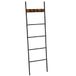 VASAGLE handdoekladder, met 5 niveaus, 44 x 160 cm, ruimtebesparend | Handdoekrek, ladderrek, metalen frame, 4 haken, industriële stijl, vintage bruin-zwart, BARNET Collectie LLS016B01
