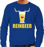 Bellatio Decorations Reinbeer Grote maten foute kersttrui / sweater gewei met bierglas - blauw voor heren - Kersttruien / Kerst outfit XXXL