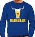 Bellatio Decorations Reinbeer Grote maten foute kersttrui / sweater gewei met bierglas - blauw voor heren - Kersttruien / Kerst outfit XXXL