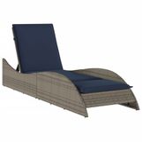 vidaXL Ligbed met kussen, grijs, 60 x 205 x 73 cm, poly rotan
