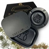 Black Treehouse Rolling Tray Set met PVC Zacht Magnetisch Deksel, Asbak Inbegrepen voor Thuis Opslag of Reizen - 7" x 5,5", Klein, Schattig
