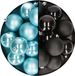 Decoris - Boules de Noël - 24 pièces - Mix Noir/Bleu Glace - 6 cm - Plastique