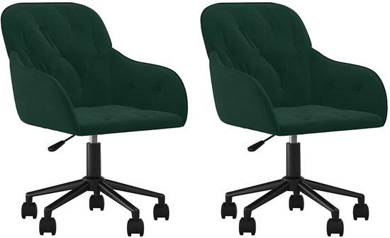 vidaXL Eetkamerstoelen draaibaar 2 stuks fluweel donkergroen