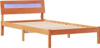 vidaXL Bedframe met hoofdeinde, Wasbruin, 90 x 190 cm, Massief grenenhout