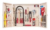 Pebaro 419 professionele bladzaagkast, hoogwaardige figuurzaag en stalen gereedschap voor veeleisende behoeften, houten kast met 32 delen, perfect cadeau voor knutselaars, beige