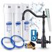 Aquaphor Kristall H, avec robinet de cuisine 3 voies Ari Retro 2 noir, adoucisseur d'eau K3 Kh K7, débit de 2 l/min