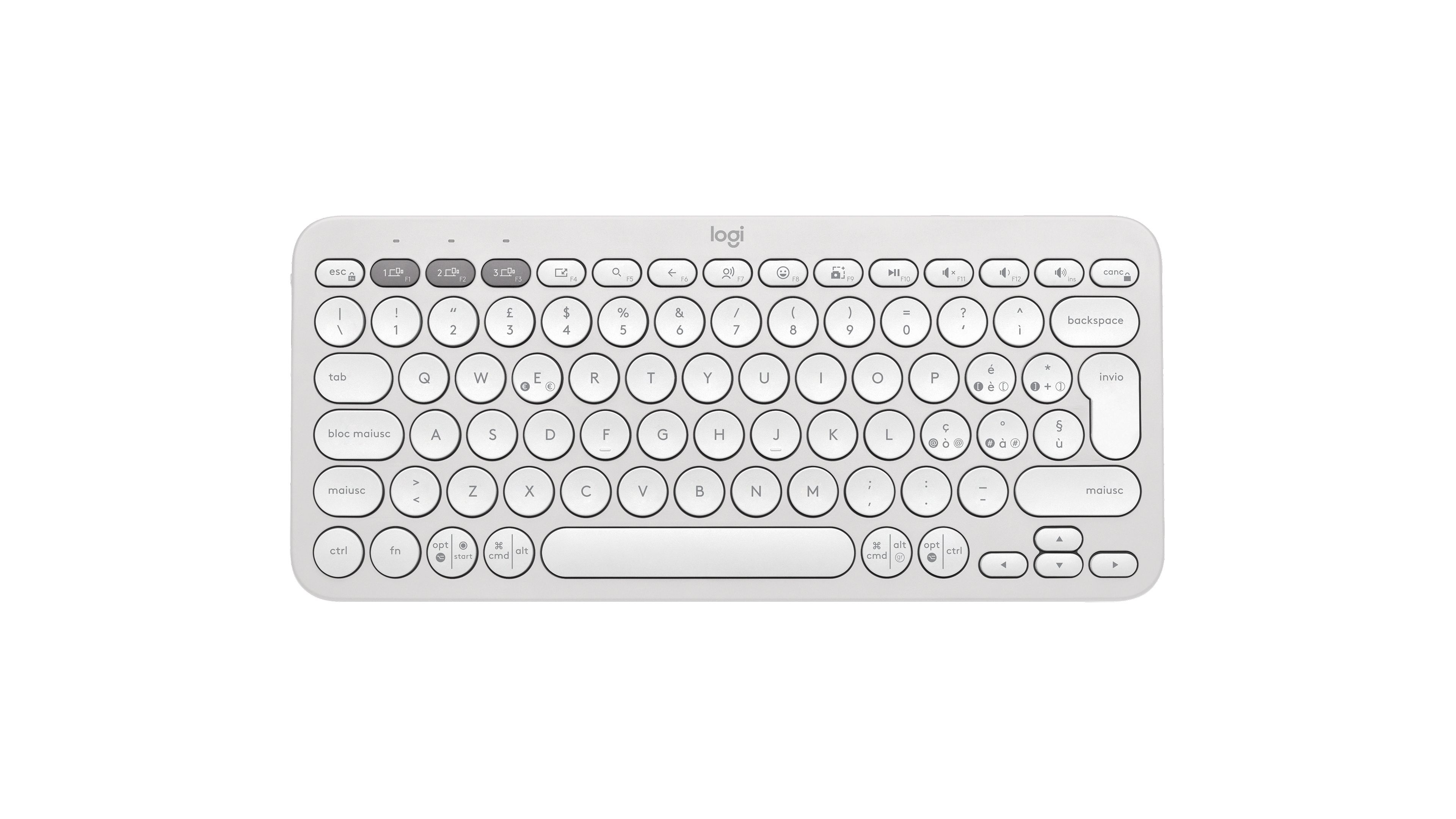 Logitech Pebble Keys 2 K380s Draadloos Bluetooth QWERTY Italiaans Wit