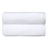 Amazon Basics Badhanddoeken voor in de badkamer, sneldrogend absorberend, 100% katoen, 70 x 140 cm, Wit, 2 stuks