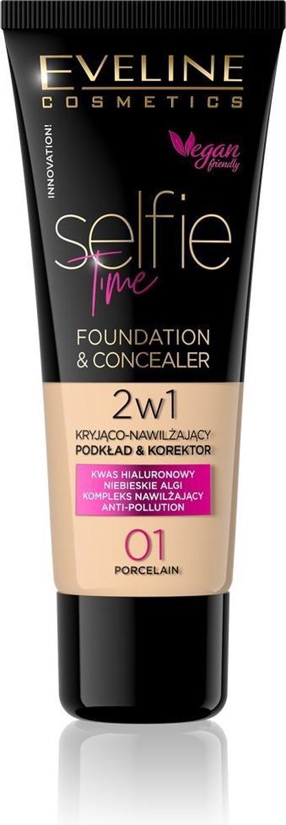 Eveline Cosmetics Selfie Time Foundation & Concealer 01 Porcelain 30ml.