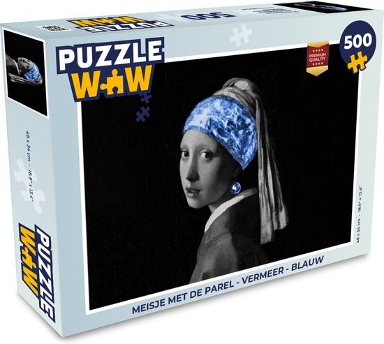 MuchoWow Puzzel Meisje met de parel - Vermeer - Blauw - Legpuzzel - Puzzel 500 stukjes