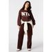 MS Mode sweater met borduursels - bruin/ecru