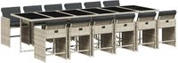 vidaXL 13-delige Tuinset met Kussens, Poly Rattan, Lichtgrijs