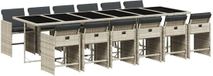 vidaXL 13-delige Tuinset met Kussens, Poly Rattan, Lichtgrijs