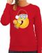 Bellatio Decorations Foute Kersttrui/sweater voor dames - bier - rood - grappig - I love christmas - emoji S