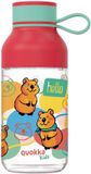 Quokka Kinderdrinkfles Ice Kids Happy Motief met Riem, Rood, 430ml