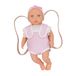 LullaBaby LBY7647Z Babypop met babydrager, porselein, huidskleur en groene ogen, 36 cm babypop, zacht lichaam, met poppenkleding, speelgoed voor kinderen vanaf 2 jaar, roze, meerkleurig