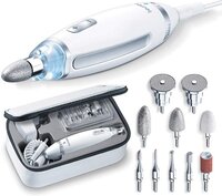 Beurer Elektrische manicure-/pedicureset MP 62, met 10 opzetstukken, ledlicht, inclusief opbergtas, wit