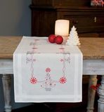 Vervaco Kerstbomen Borduurpakket Tafelloper Rood/Grijs 40 x 100 cm