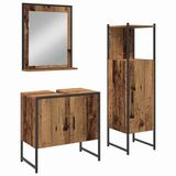 vidaXL Badkamermeubel Set 3-delig Bewerkt Hout Bruin 33 x 33 x 102,5 cm