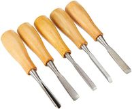 Rayher Snijgereedschapsset, 5-delig, 14 cm, met houten handvat, voor het bewerken van speksteen en hout, 2723400