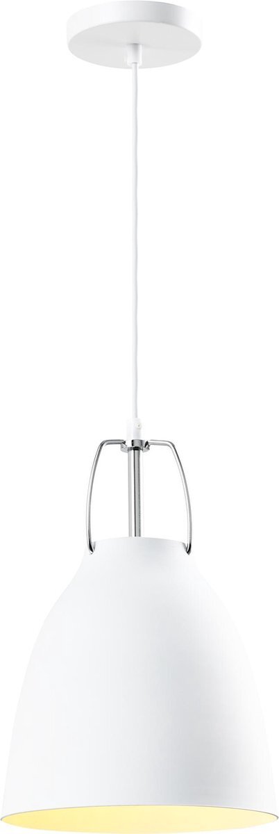 QUVIO Hanglamp industrieel - Lampen - Plafondlamp - Verlichting - Verlichting plafondlampen - Keukenverlichting - Lamp - E27 Fitting - Met 1 lichtpunt - Voor binnen - Aluminium - Metaal - D 20 cm - Wit