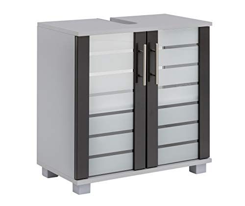 Schildmeyer Niko wastafelmeubel 113295, zilver glanzend antraciet glans, 59,8/32,6/62,4 cm