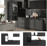 Vicco Complete keukeneenheid R-Line, Antraciet landelijk/Antraciet, 340 cm antraciet werkblad