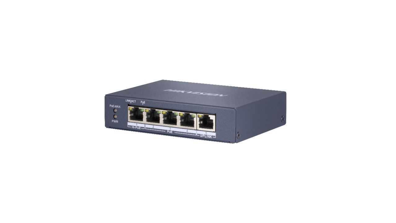 Hikvision DS-3E0505HP-E - Unmanaged Gigabit Ethernet PoE Switch - Blue