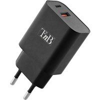 T'nB - Netspanningsadapter - 30 watt - 3 A - PD, Turbo Charge - 2 uitgangsaansluitingen (USB-C, USB type A) - zwart