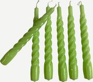 trus. Set van 6 Gedraaide Kaarsen – Licht Groen – Swirl Kaars – Twisted Candles – Spiral – Twirl – Pastel