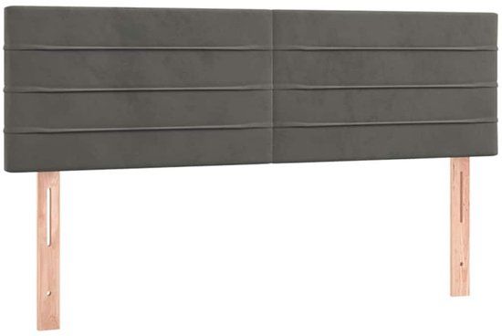 vidaXL Hoofdbord 144x5x78/88 cm fluweel donkergrijs
