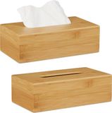 Merkloos Tissue box - bamboe - set van 2 - 8,5 x 27,5 x 15,5 cm - badkamer