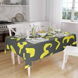 Bonamaison Tafelkleed, Anti-Mold, Sneldrogend, Waterdicht, 100% Polyester Tafellaken, Neon Geel, Rook, 140 x 160 Cm