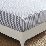 Nautica - Volledig hoeslaken, katoenen percale beddengoed, knapperig en koud, casual woondecoratie (Coleridge Stripe houtskool, volledig)