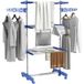 Sèche-linge 4 niveaux pliable système de pliage en un clic 142 cm x 55 cm x 152 cm bleu et argent