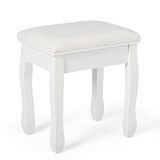 Meerveil Kaptafel kruk, wit gelakt MDF houten kruk, 41x30x45cm rozenpatroon pianokruk