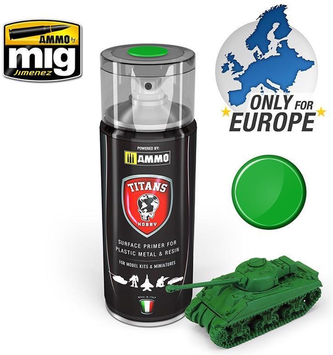 mig - Titans Hobby: Emerald Green Matt Primer 400 Ml Spray