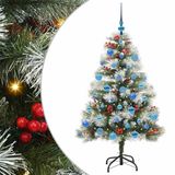 vidaXL Kunstkerstboom Groen en Wit 150 cm PVC en Metaal en Plastic