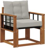 vidaXL - Buitensofa - Massief - Acacia - Hout - Natuurlijk - en - Licht - Grijs