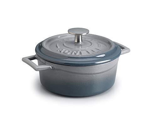 Pentole Agnelli COGHSRP10414Y Slowcook-ovenlijn van gietijzer, 14 cm, 0,8 l, grijs