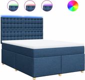 vidaXL Boxspring met matras stof blauw 140x200 cm