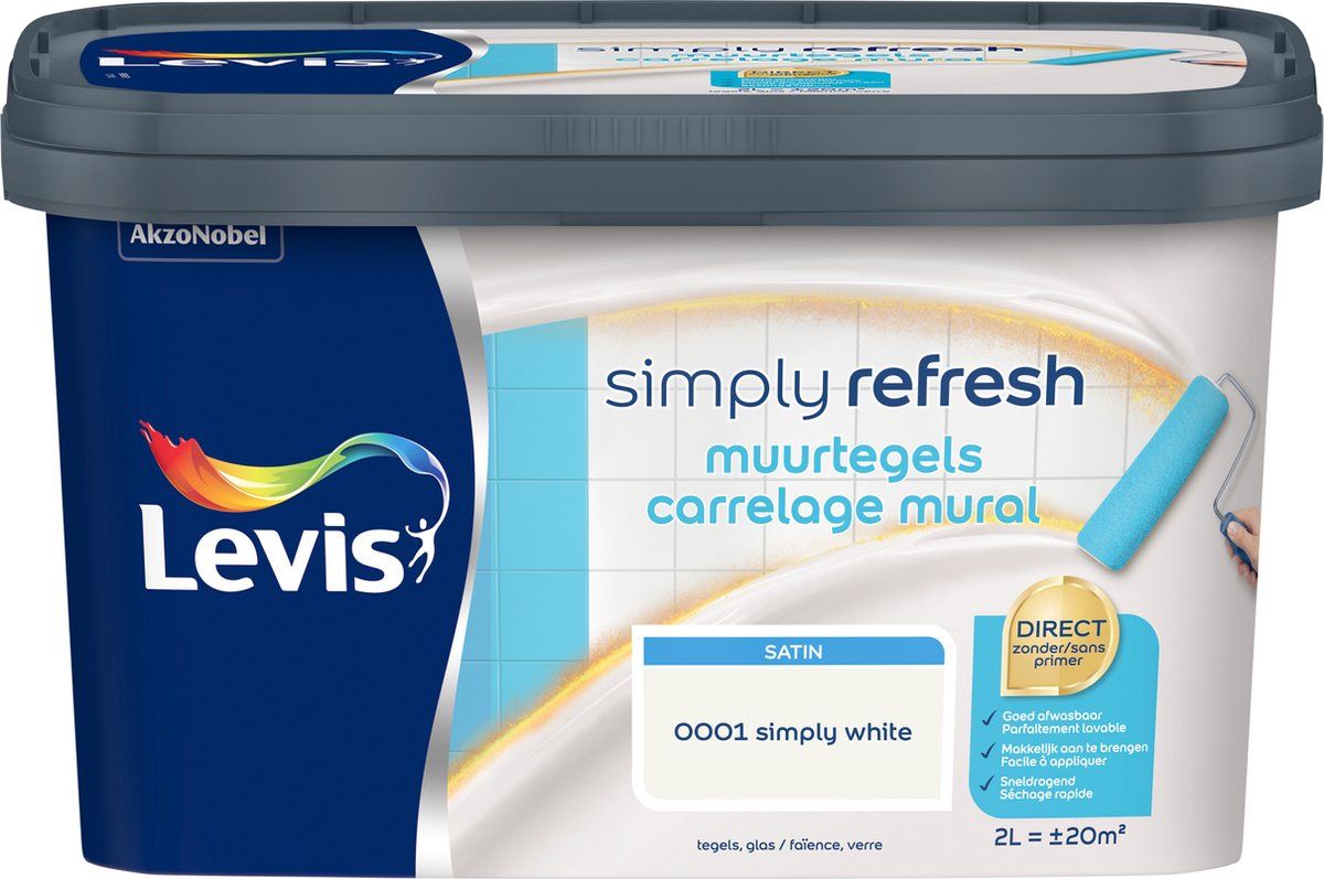 Levi's Simply Refresh Muurtegels - Satin - Simply White - 2L - 5412271347336