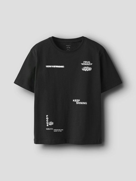 NAME IT Jongens T-shirt met ronde hals en korte mouw - Zwart - Maat 116
