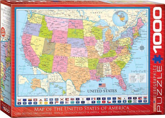 Eurographics Map of the USA Puzzel - 1000 stukjes