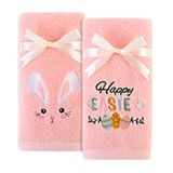 Quera 2 stuks paashanddoeken 100% katoen geborduurd premium luxe decor badkamer decoratieve theedoeken set voor drogen, schoonmaken, koken, vakantie handdoeken geschenkset 35 x 65 cm