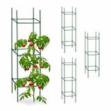 Relaxdays plantensteun, set van 4, HxBxD: 120x32x32 cm, klimplanten & gewassen, metaal & kunststof, tomatensteun, groen
