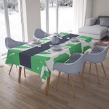 Bonamaison Tafelkleed, Anti-Mold, Sneldrogend, Waterdicht, 100% Polyester Tafellaken, Petroleum Groen, Wit, 140 x 200 Cm