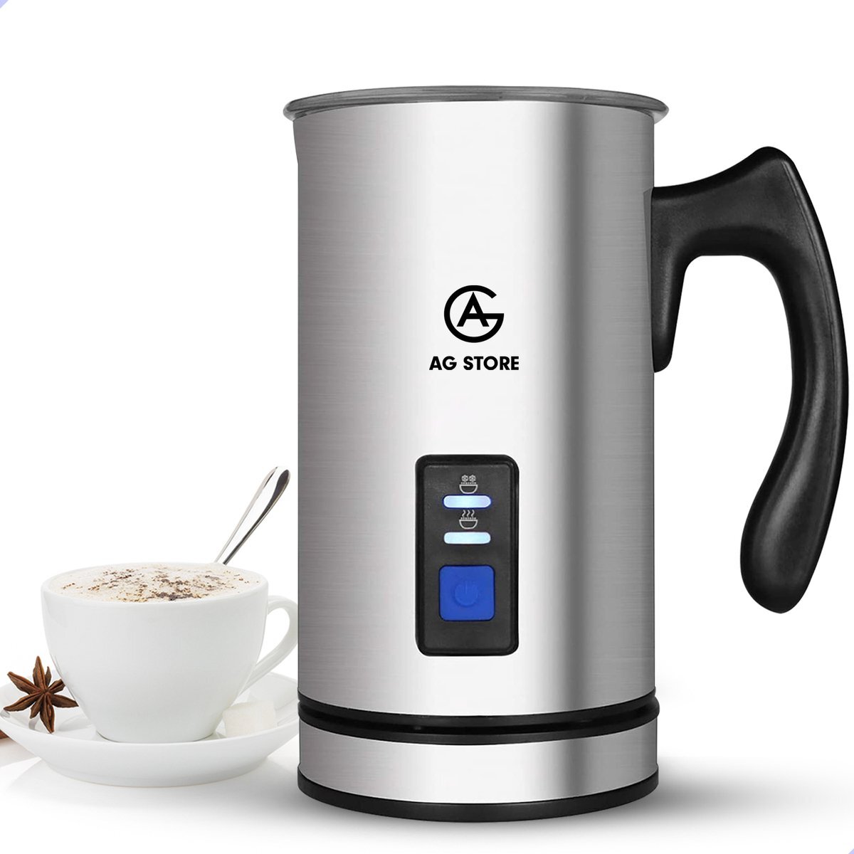 AG AG190 Melkopschuimer - Electrisch - Melkschuimers - Cappuccino – Latte macchiato - Roestvrij staal - Anti aanbaklaag - Temperatuurregeling - 3- in 1 - 250 ml - Makkelijk reinigen